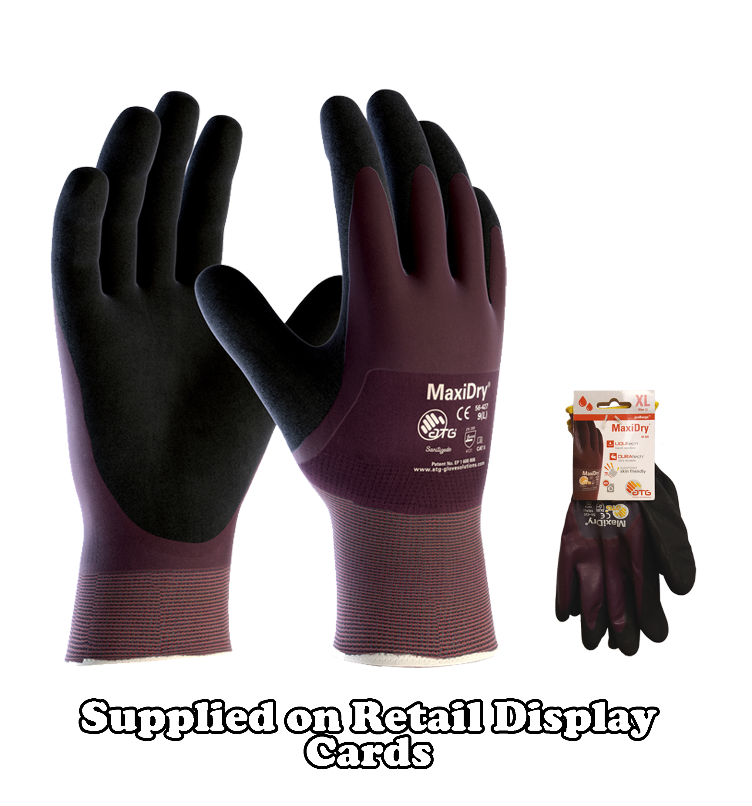 MaxiDry 3/4 Coated CARDED Glove Large