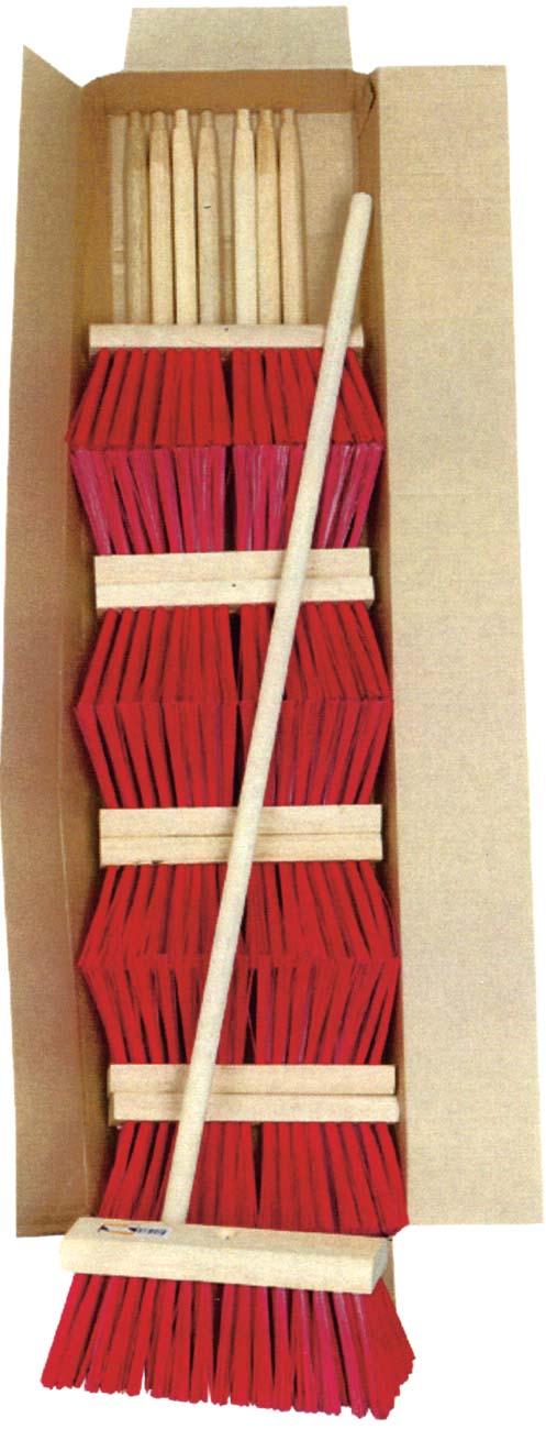  Red PVC Flat Top Broom c/w Hdls (PK 8)