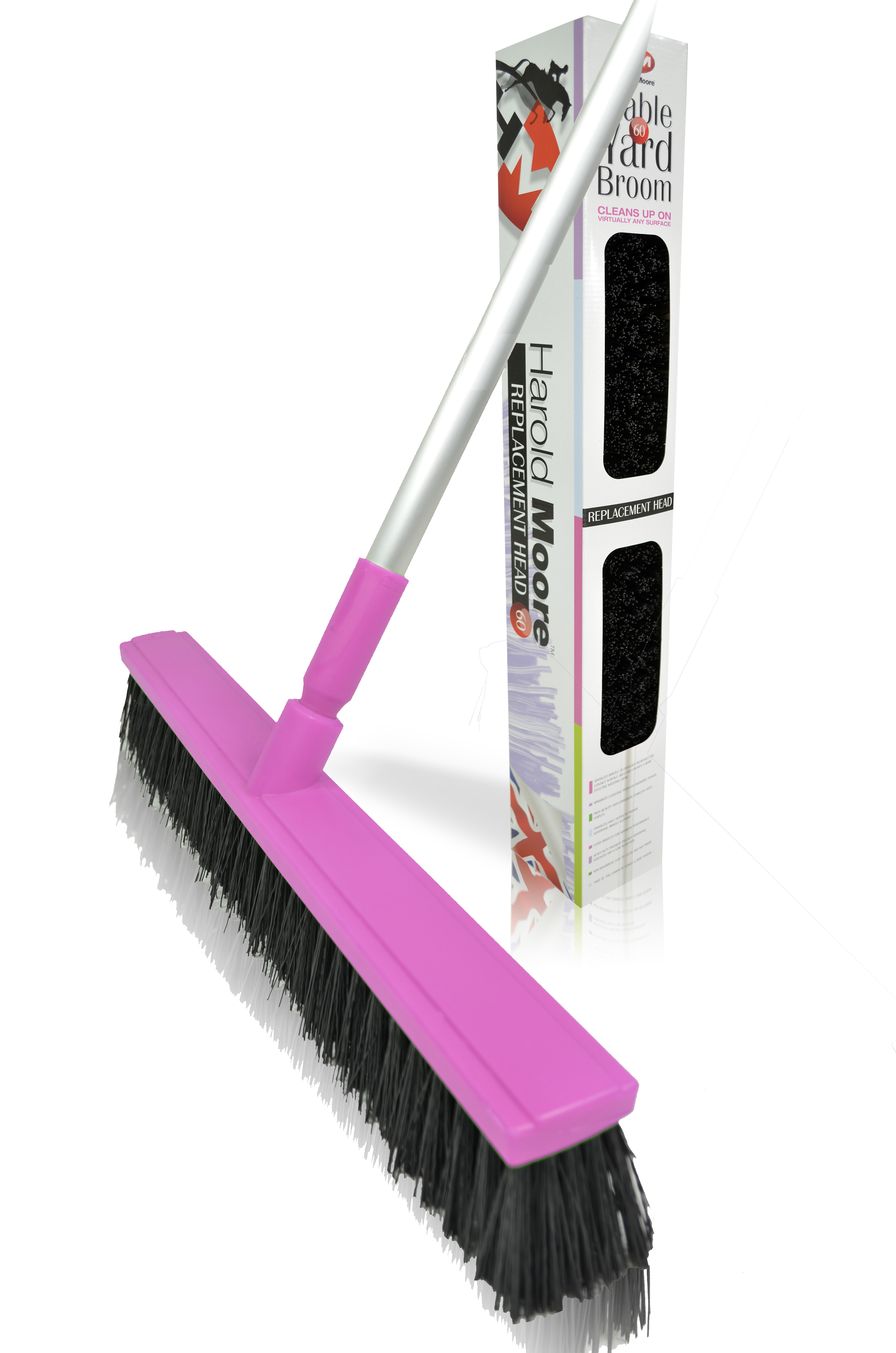 60cm Pink Platform Broom c/w Alloy Handle