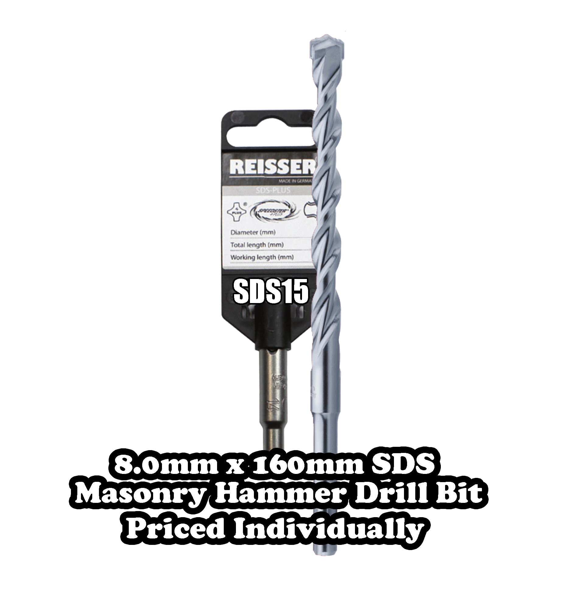 8.0mm x 160mm SDS Masonry Hammer Drill Bit
