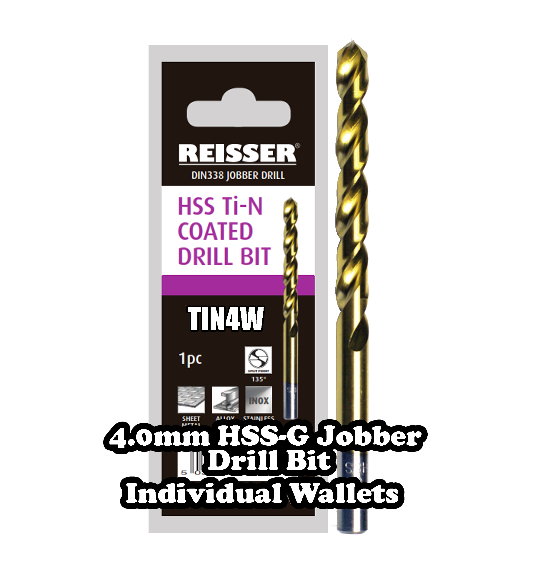 4.0mm HSS Jobber Drill Bit (SINGLE WALLET)
