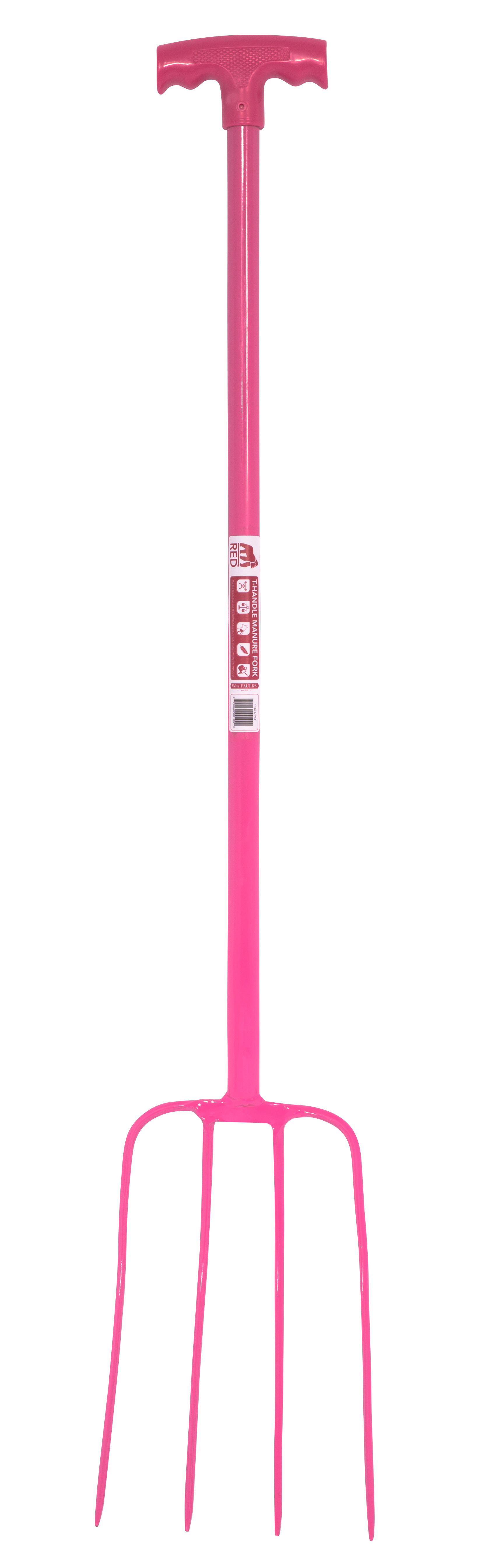 Pink 4 Tined T Handle Manure Fork