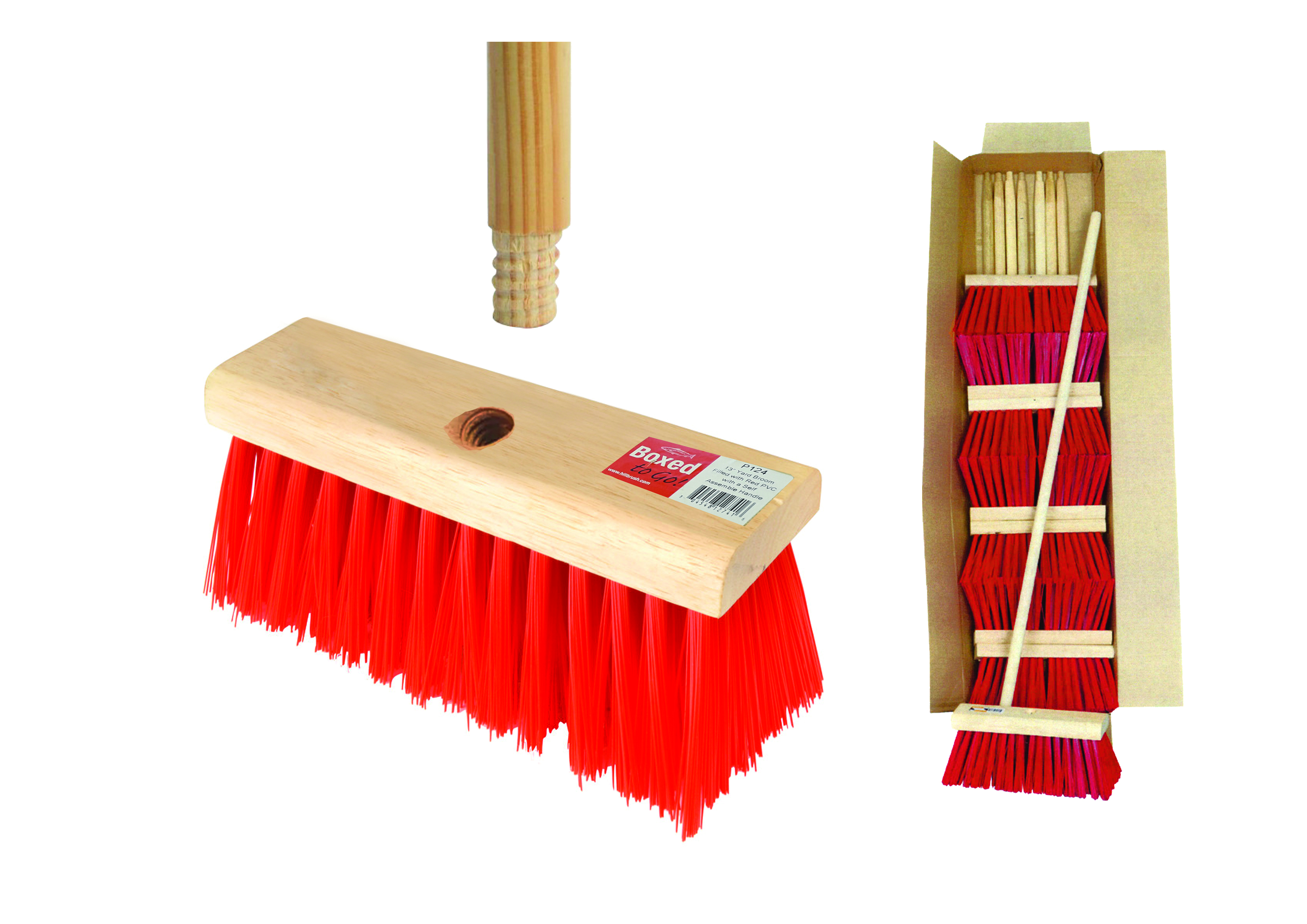 SINGLE Red PVC Flat Top Broom c/w Hdl