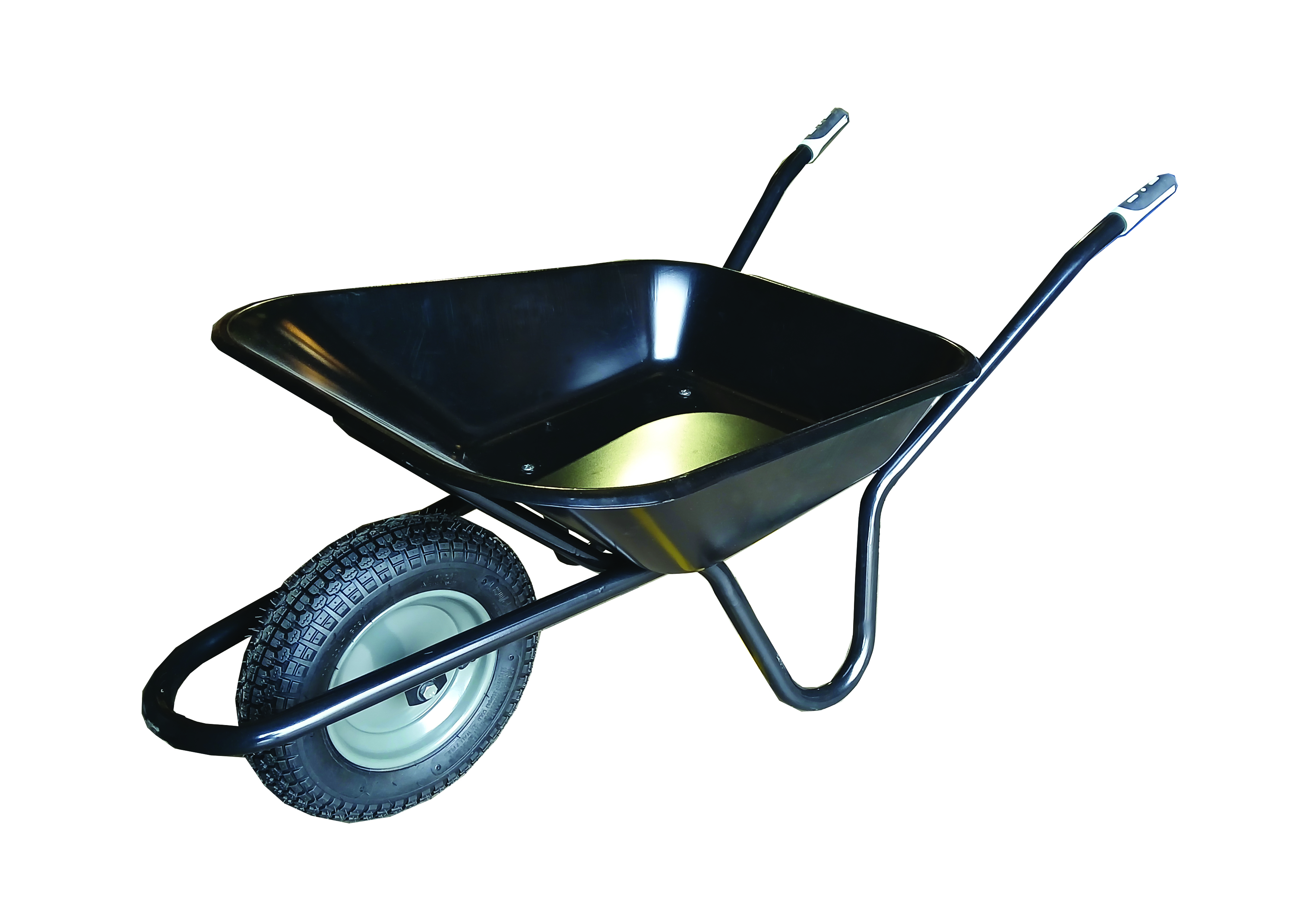Black Builders Wheelbarrow 90ltr Metal Tray 