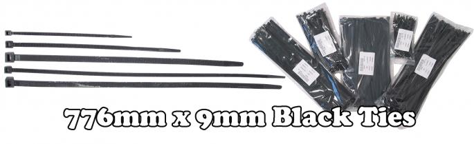 776mm x 9mm Black Ties