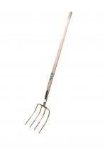 Manure Fork Long Wooden Handle 4 Tined