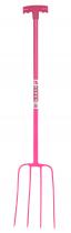 Pink 4 Tined T Handle Manure Fork